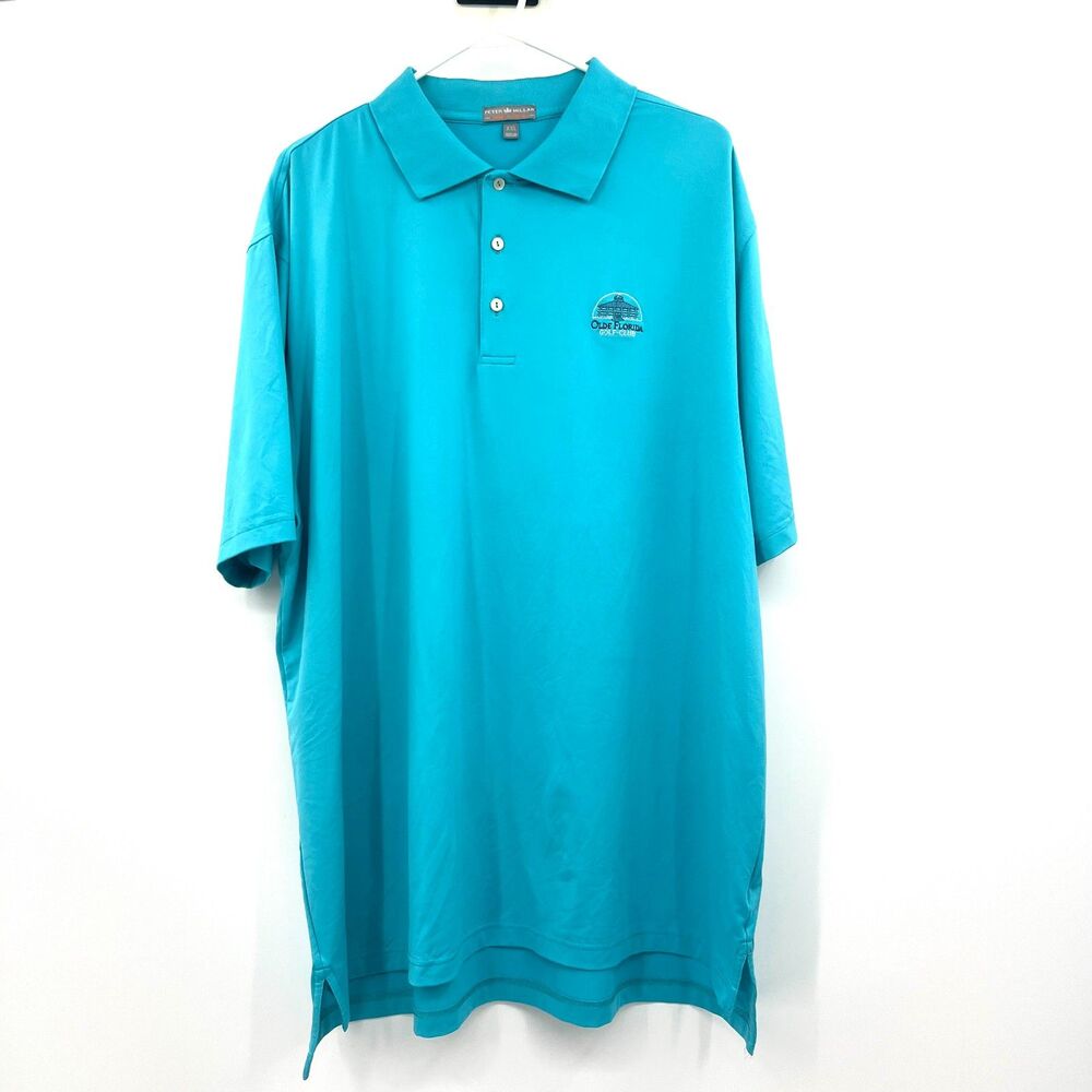 Peter Millar Summer Comfort Polo XXL Teal Golf Olde Florida Golf Club Mens